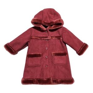 Vintage 2002 Gap holiday faux fur lined hooded long coat 6-12 months